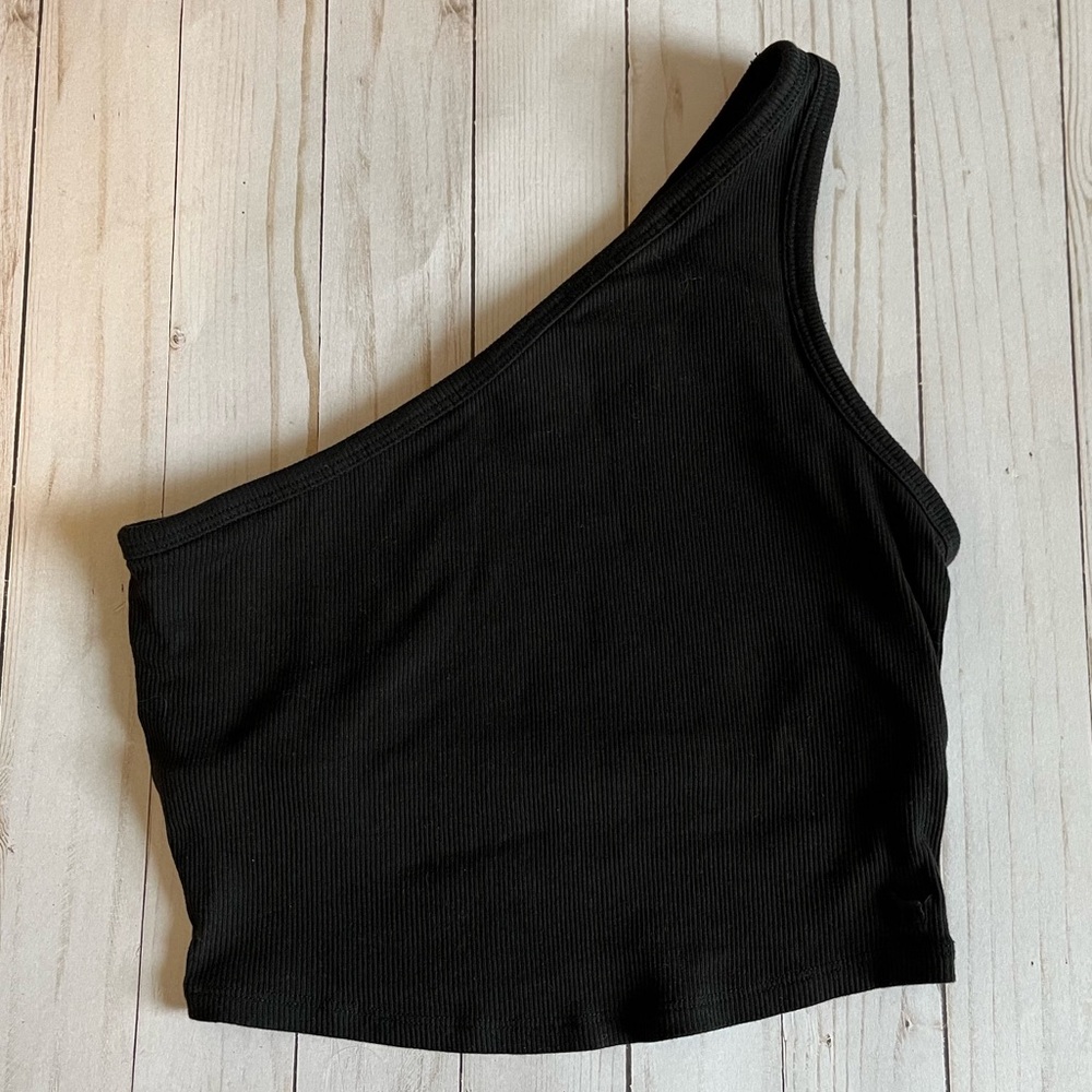 Black One-Shoulder PINK Women's Top